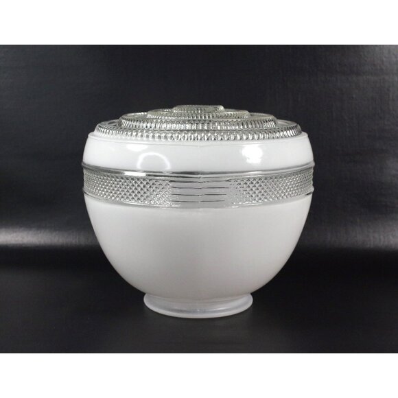 Large Round Glass Ceiling Light Shade 40s/50s Ceiling Lamp Shade Faceted Glass - Picture 1 of 4